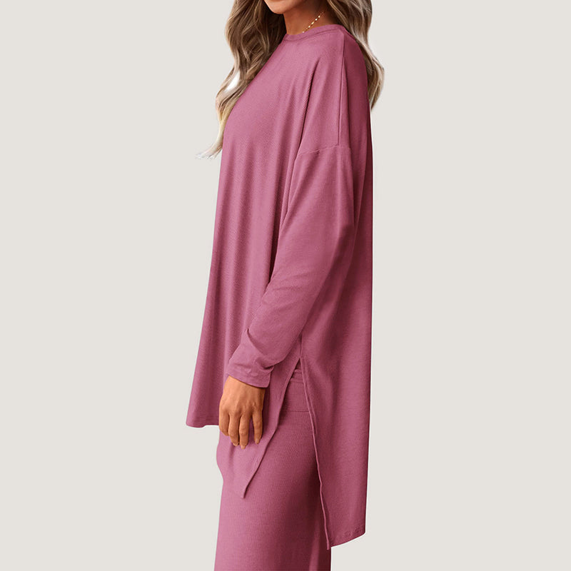 Women’s Lounge Set with Top and Wide-Leg Pants