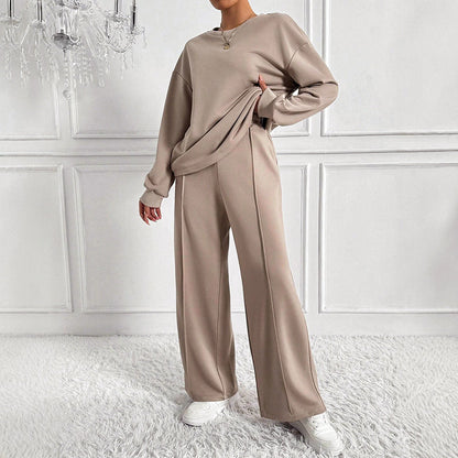 Women’s Lounge Set with Wide-Leg Pants and Sweatshirt