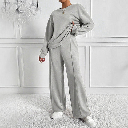 Women’s Lounge Set with Wide-Leg Pants and Sweatshirt