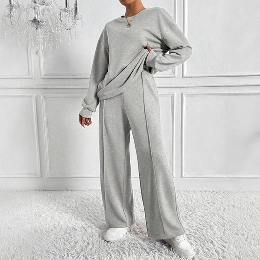 Women’s Lounge Set with Wide-Leg Pants and Sweatshirt