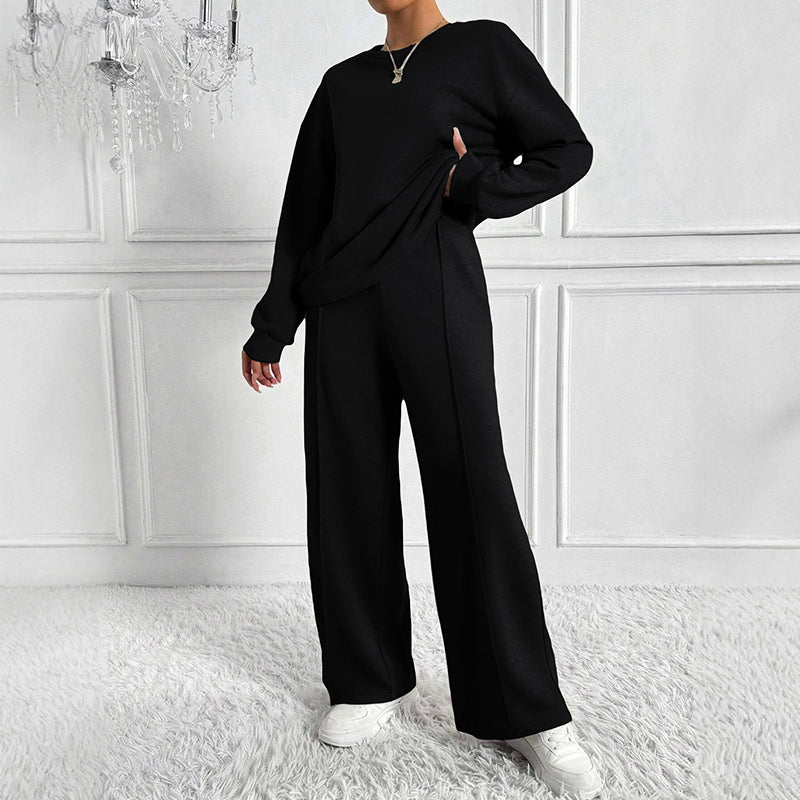 Women’s Lounge Set with Wide-Leg Pants and Sweatshirt