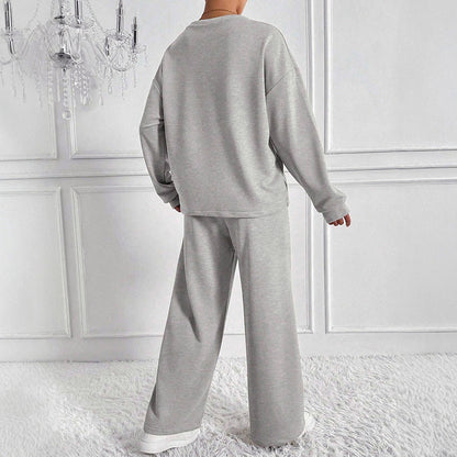 Women’s Lounge Set with Wide-Leg Pants and Sweatshirt