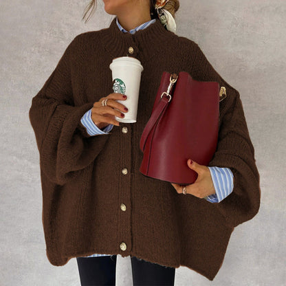 Women’s Oversized Button-Front Cardigan with Drop Shoulders
