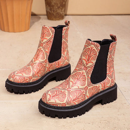 Women’s Patterned Chelsea Boots with Chunky Sole