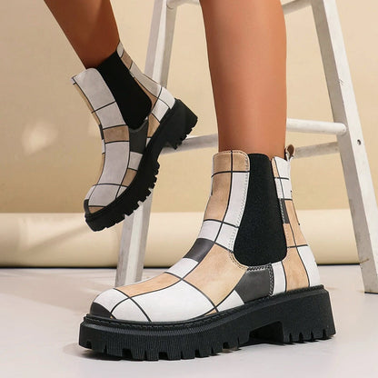 Women’s Patterned Chelsea Boots with Chunky Sole