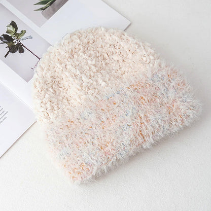 Women's Plush Beanie with Faux Fur Trim