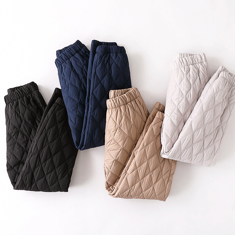 Women’s Quilted Winter Pants with Tapered Cuffs