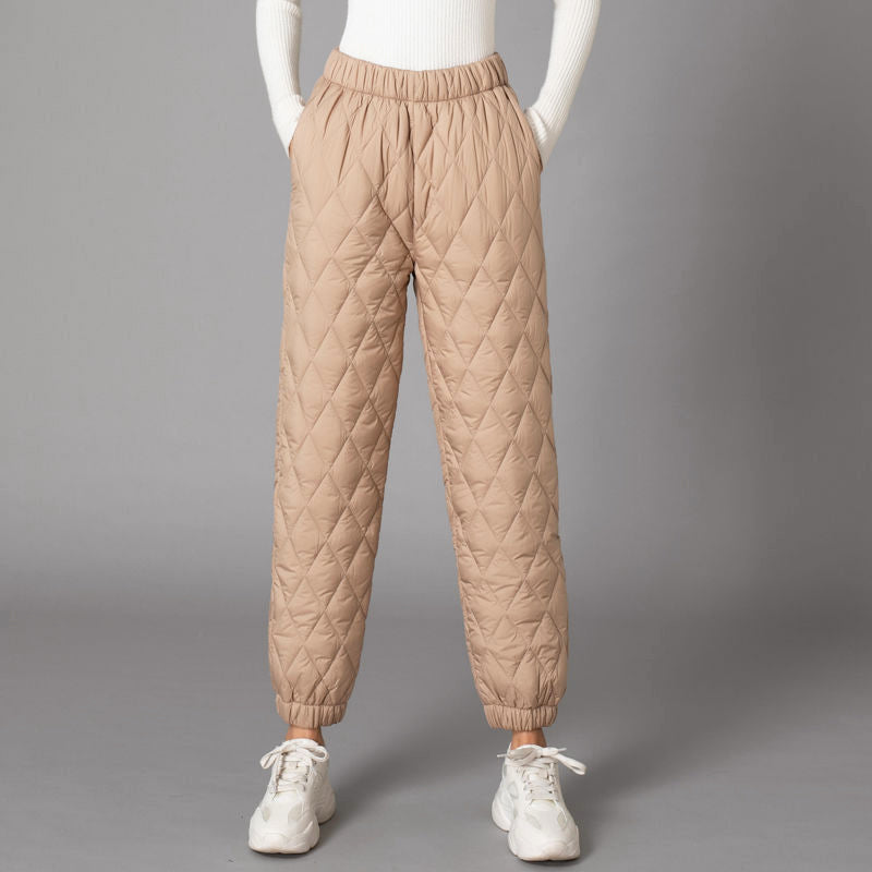 Women’s Quilted Winter Pants with Tapered Cuffs