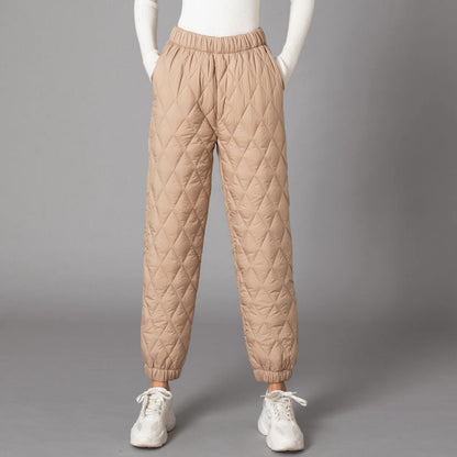 Women’s Quilted Winter Pants with Tapered Cuffs