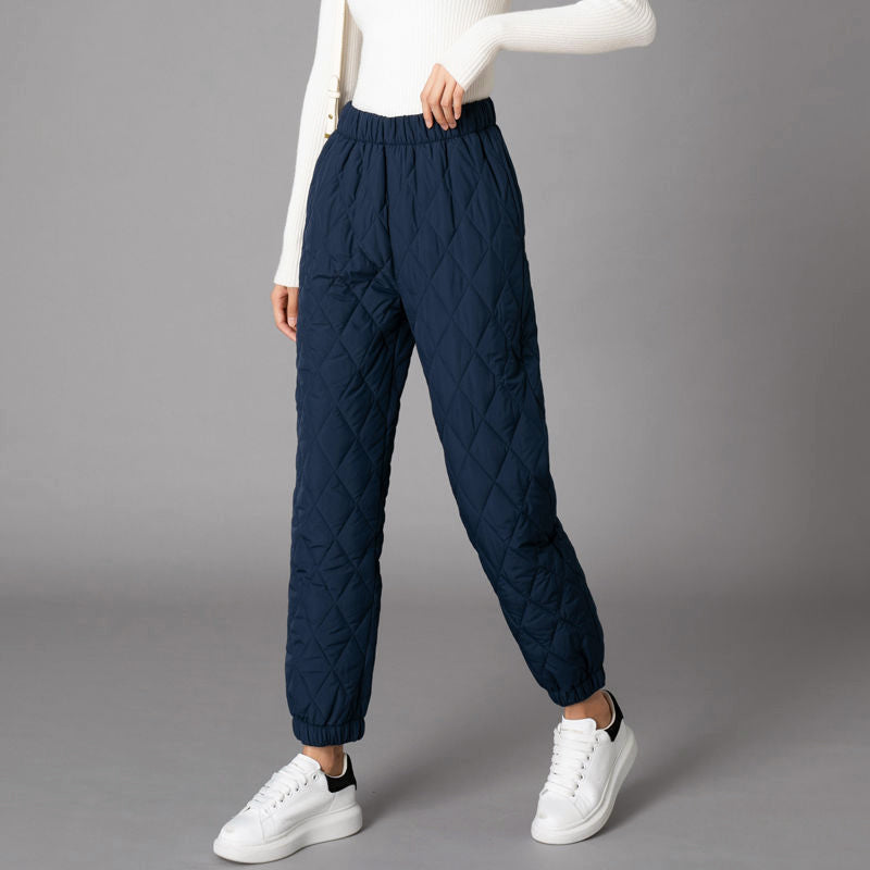 Women’s Quilted Winter Pants with Tapered Cuffs