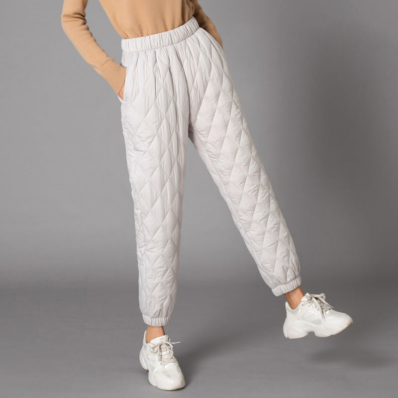 Women’s Quilted Winter Pants with Tapered Cuffs