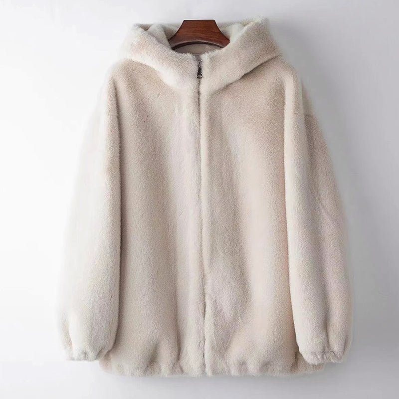 Women’s Short Faux Fur Jacket with Hood
