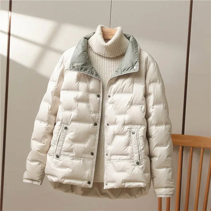 Women’s Short Puffer Jacket with Down Blend Filling