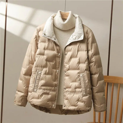 Women’s Short Puffer Jacket with Down Blend Filling