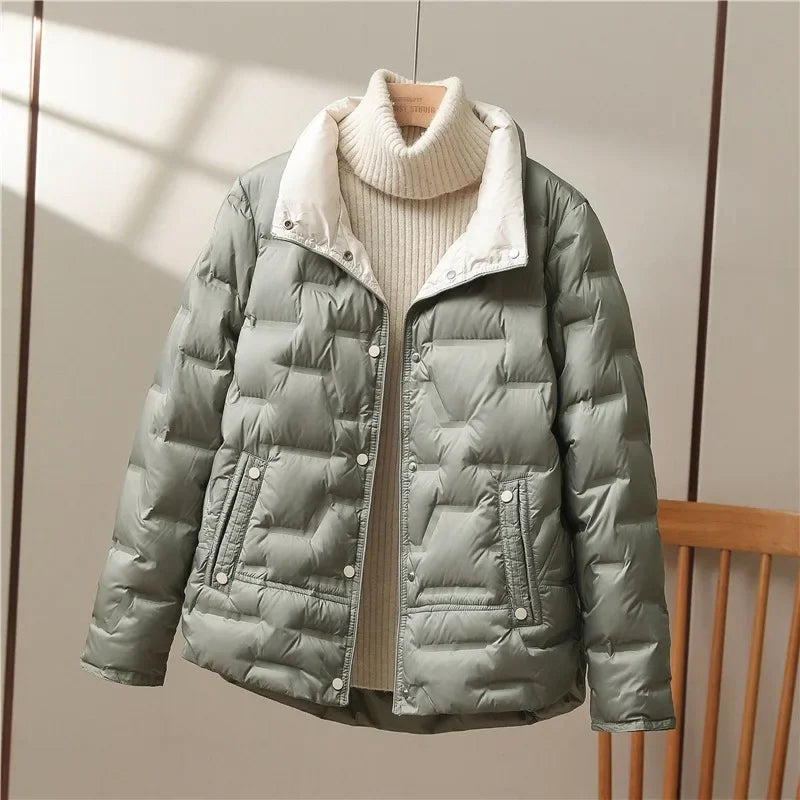 Women’s Short Puffer Jacket with Down Blend Filling