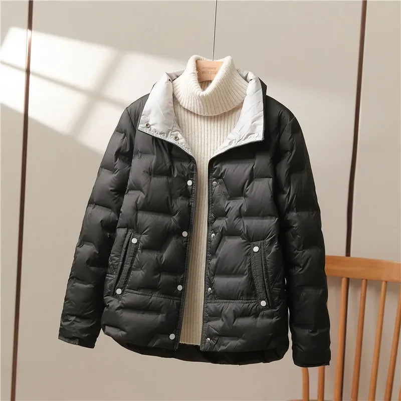Women’s Short Puffer Jacket with Down Blend Filling