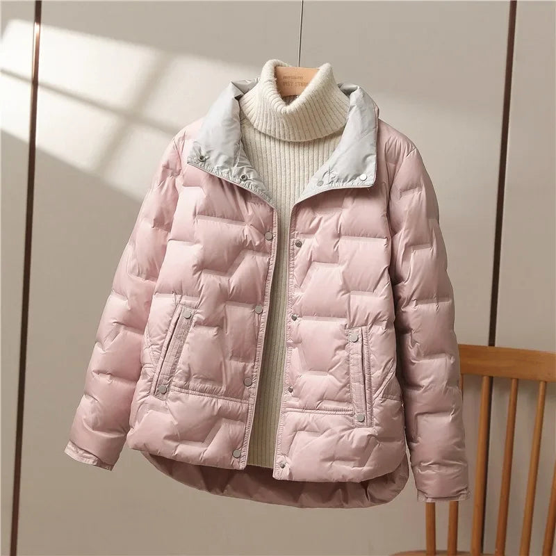 Women’s Short Puffer Jacket with Down Blend Filling