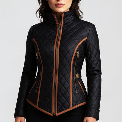 Women’s Slim-Fit Quilted Jacket with Contrast Trim