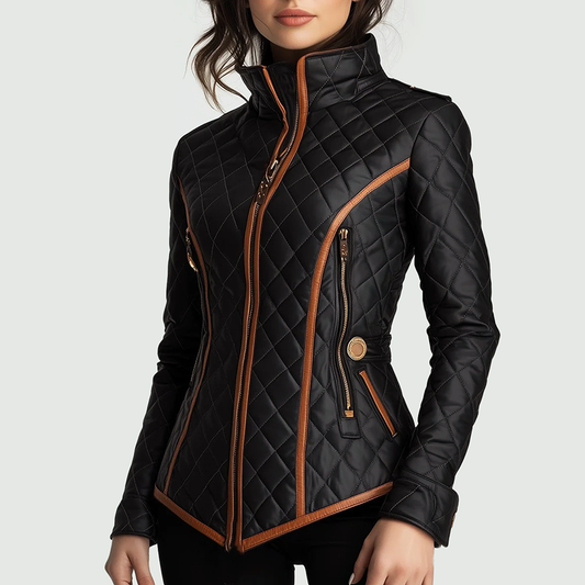 Women’s Slim-Fit Quilted Jacket with Contrast Trim