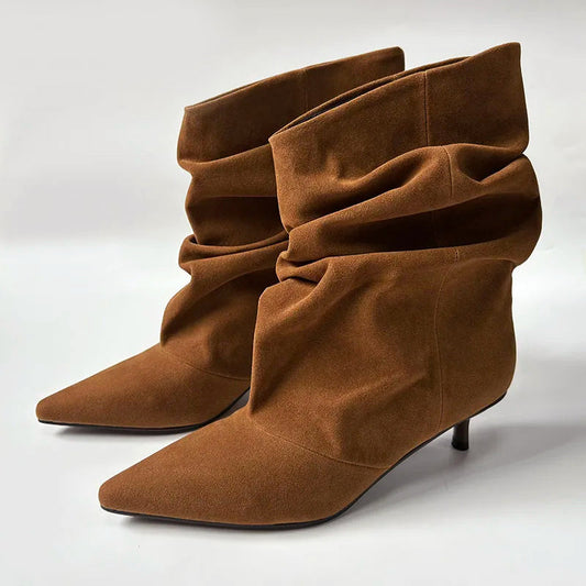 Women’s Slouch High-Heel Boots with Pointed Toe
