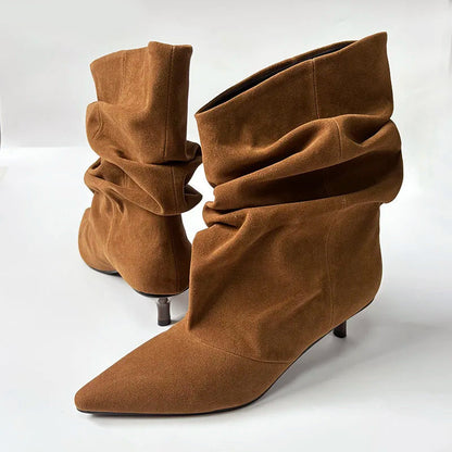 Women’s Slouch High-Heel Boots with Pointed Toe