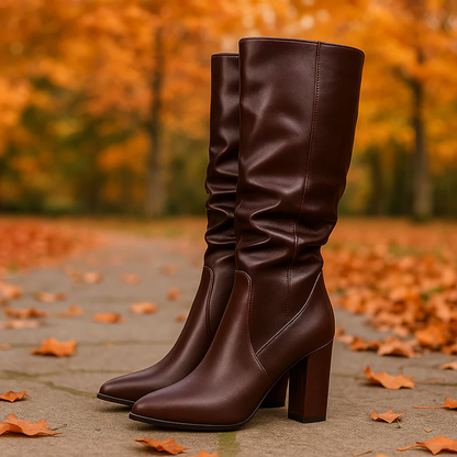 Women’s Slouch Leather Boots with Block Heel