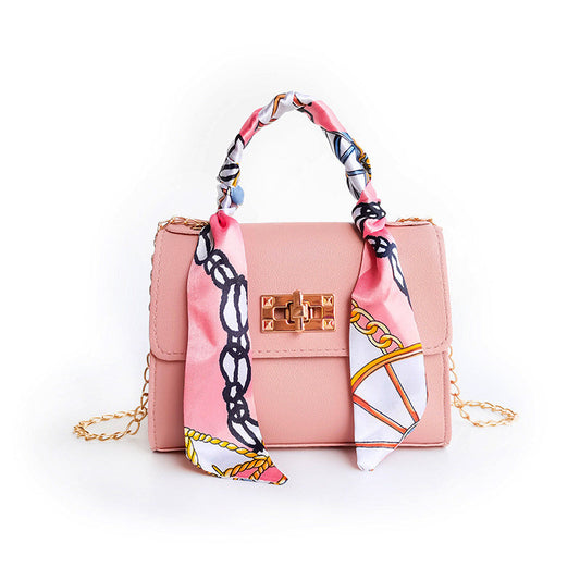 Women's Turn-Lock Small Flap Bag with Scarf Handle