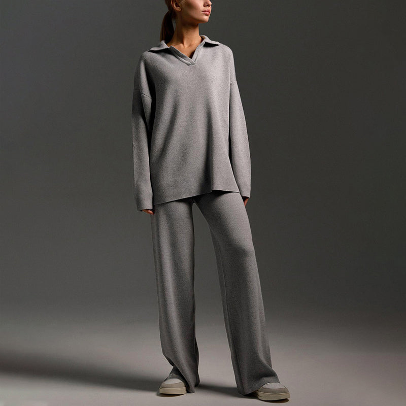 Women’s Two-Piece Knit Lounge Set with Relaxed Silhouette