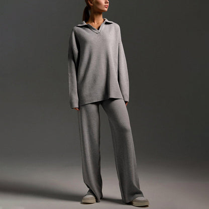 Women’s Two-Piece Knit Lounge Set with Relaxed Silhouette
