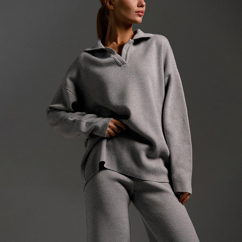 Women’s Two-Piece Knit Lounge Set with Relaxed Silhouette