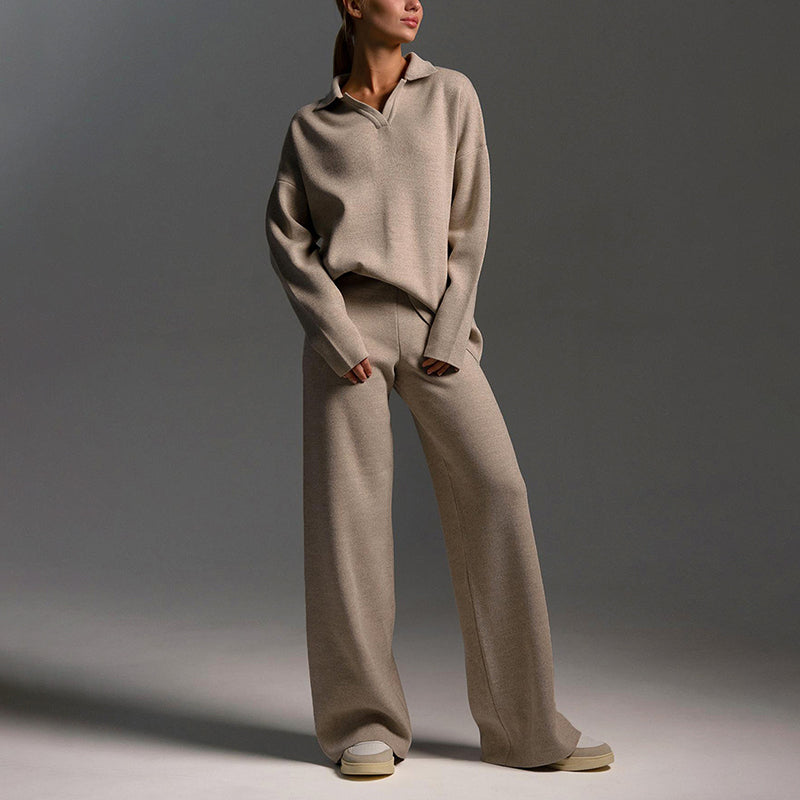 Women’s Two-Piece Knit Lounge Set with Relaxed Silhouette