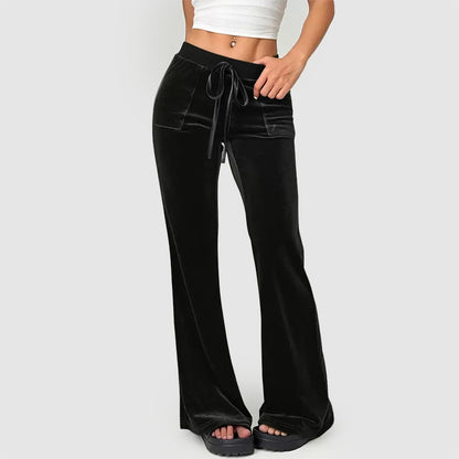 Women’s Velvet Flared Pants with High-Waist