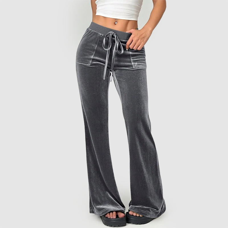 Women’s Velvet Flared Pants with High-Waist