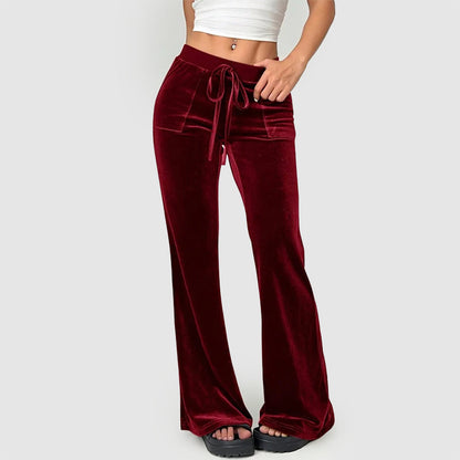Women’s Velvet Flared Pants with High-Waist