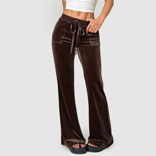 Women’s Velvet Flared Pants with High-Waist