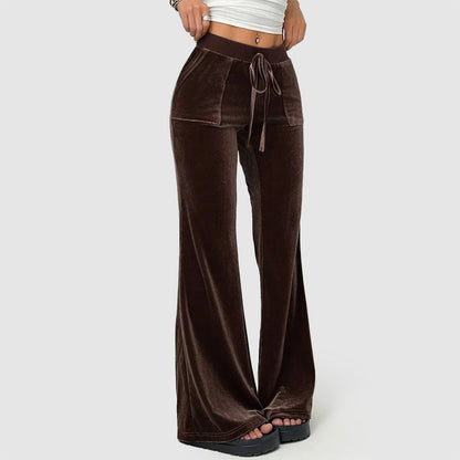 Women’s Velvet Flared Pants with High-Waist