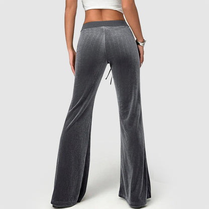 Women’s Velvet Flared Pants with High-Waist