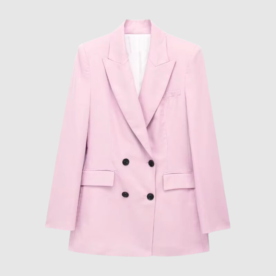 Women Cotton Linen Blazer Light Pink