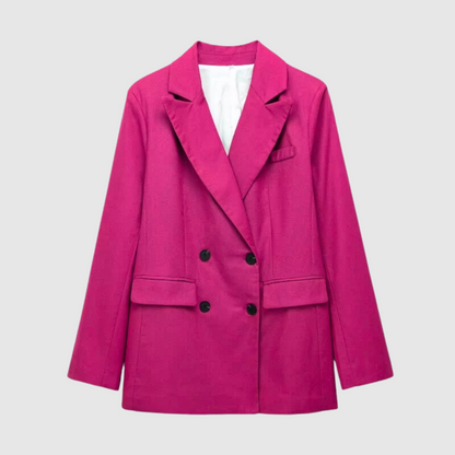 Women Cotton Linen Blazer Pink