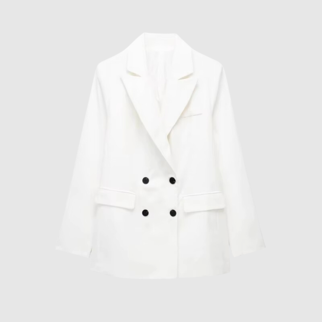 Women Cotton Linen Blazer White