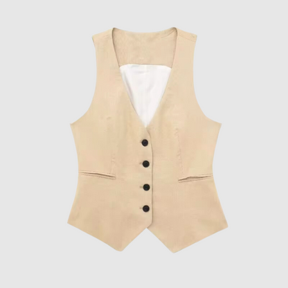 Women Cotton Linen Waistcoat Ceramic