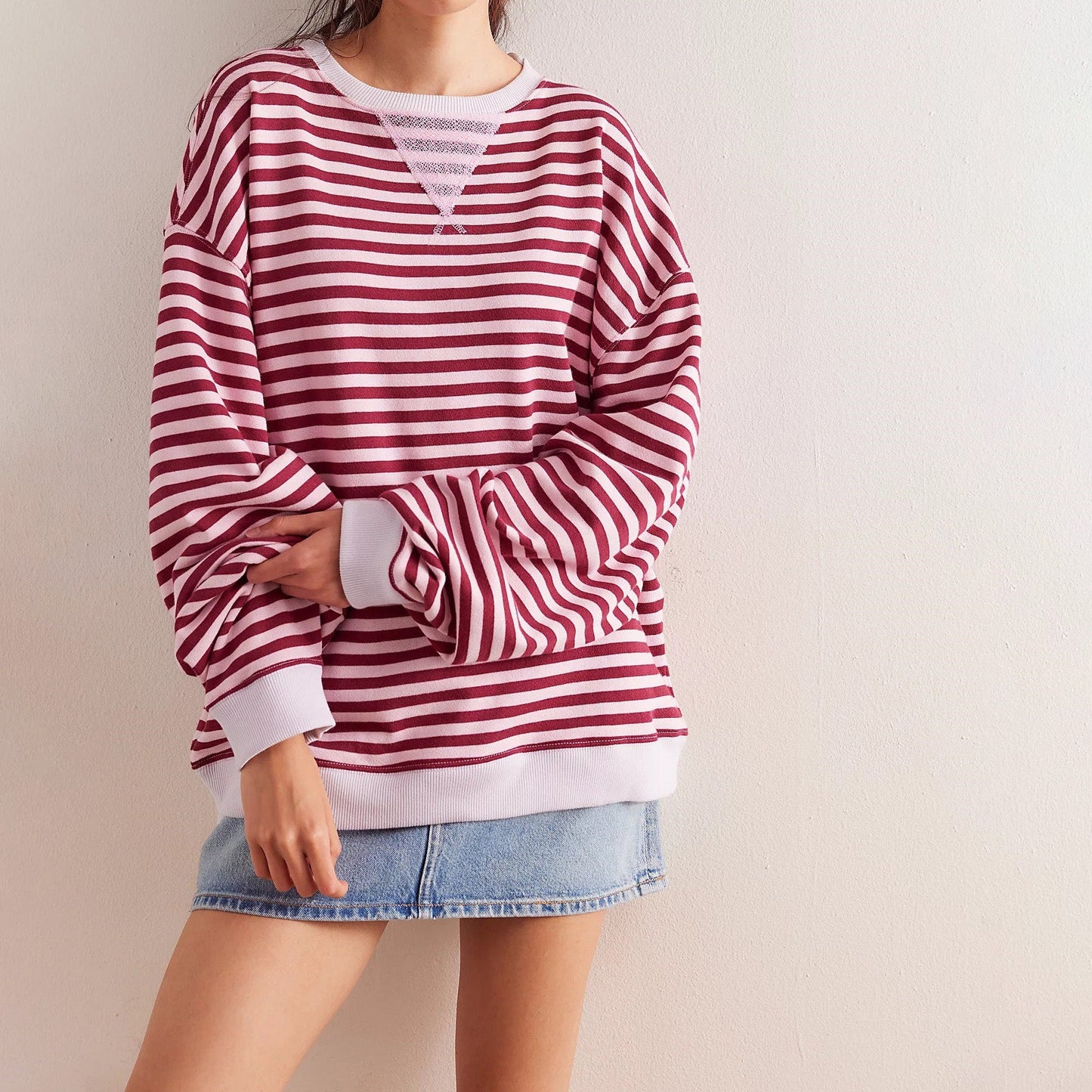 Women’s Oversized Striped Cotton Sweatshirt