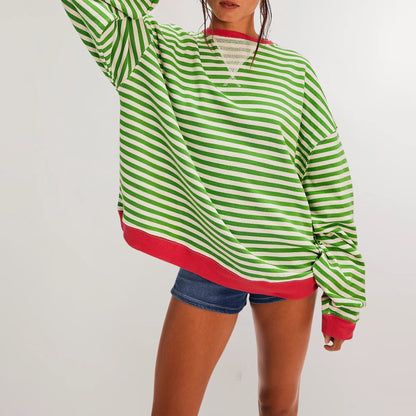 Women’s Oversized Striped Cotton Sweatshirt