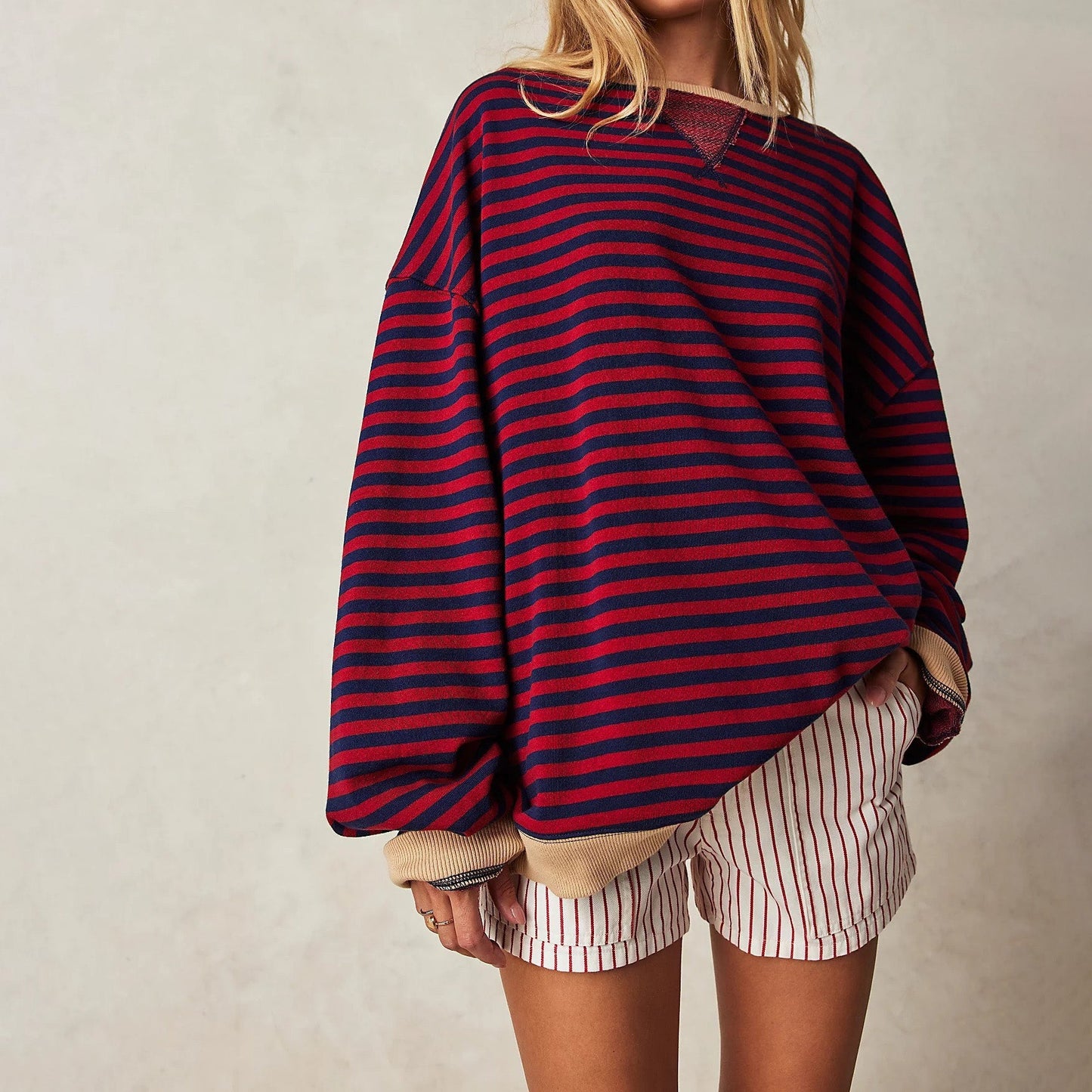 Women’s Oversized Striped Cotton Sweatshirt