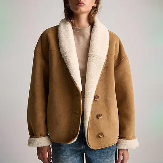 Women’s Suede Shearling Lined Winter Jacket