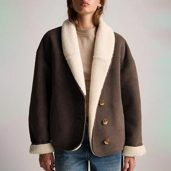 Women’s Suede Shearling Lined Winter Jacket