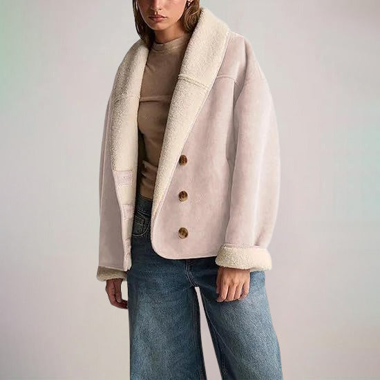 Women’s Suede Shearling Lined Winter Jacket
