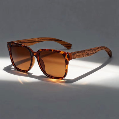 Wooden Frame Sunglasses with Polarized Lenses