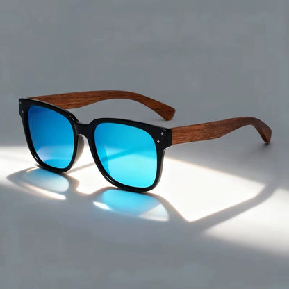 Wooden Frame Sunglasses with Polarized Lenses