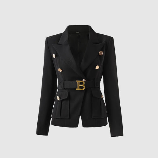 Amelie Fleur Bordeaux Belted Blazer - Infinityloyal